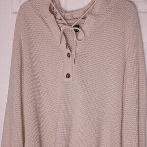 Emory Rose Women’s Waffle Hoodie – Size Large (Cream/Ivory)